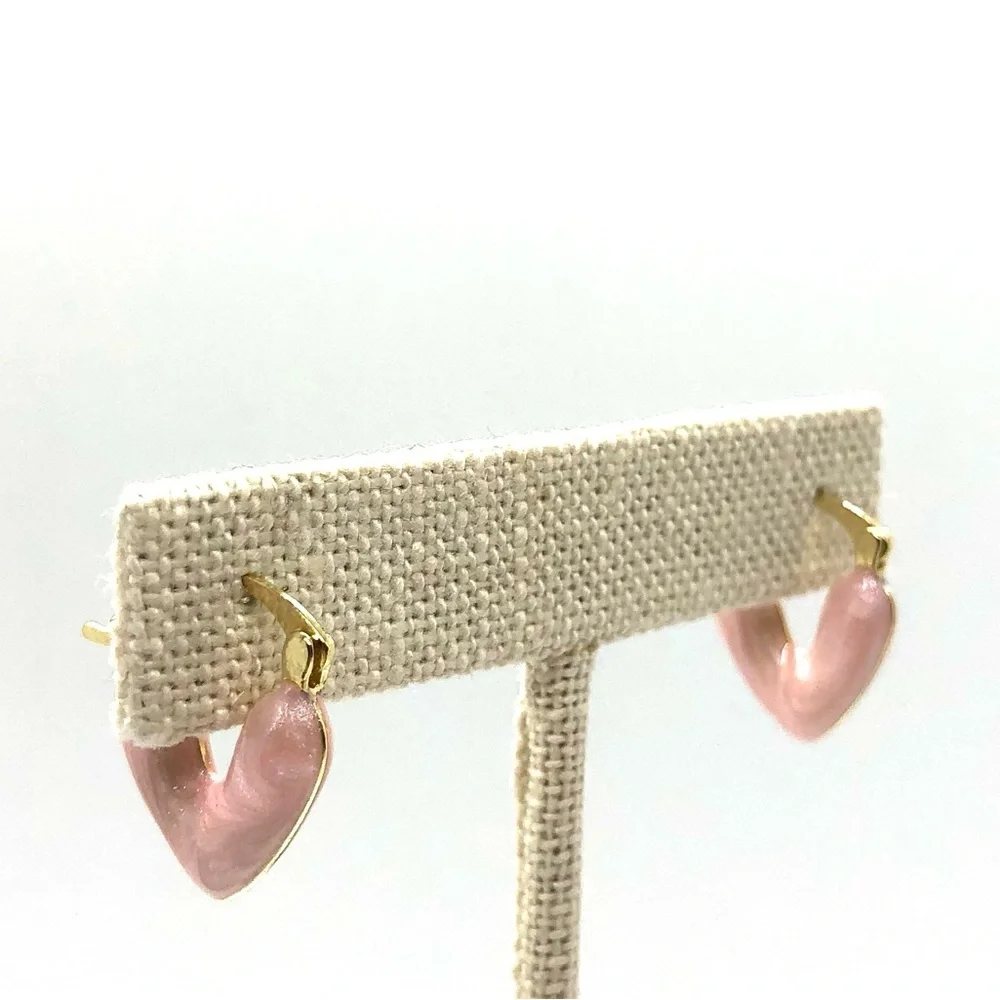 110825 Love Heart Hoop Earrings Pink - Picture 3 of 8